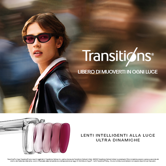 ACQUISTA UN OCCHIALE COMPLETO DI LENTI ESSILOR® TRANSITIONS® E RICEVI SUBITO UN BUONO FINO A 250€.